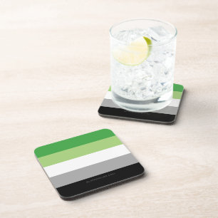 SlipperyJoe's Aromtic Pride Flag Gay Geschenke LGB Getränkeuntersetzer