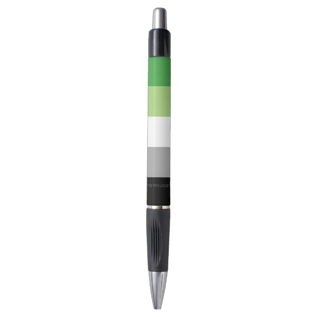 SlipperyJoe's Aromtic Pride Flag Gay Geschenke LGB Kugelschreiber (Vorderseite Vertikal)