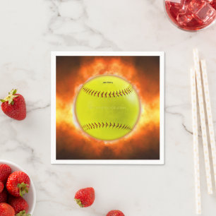 SlipperyJoe's artistic Softball on fire gay gifts Serviette