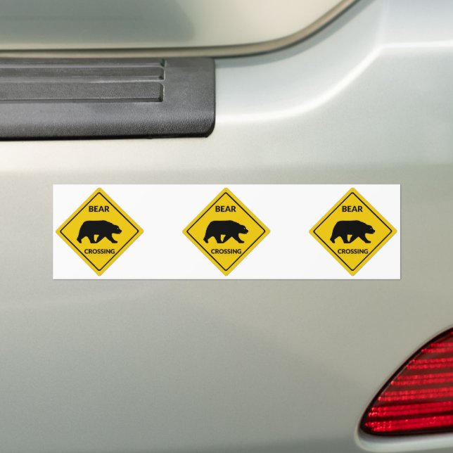 SlipperyJoe's Bärenkreuzschild Silhouette gelb Autoaufkleber (Auf Auto)