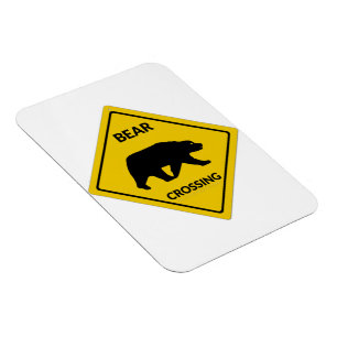 SlipperyJoe's Bärenkreuzschild trägt Silhouette w Magnet