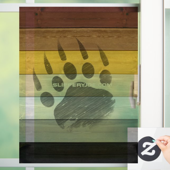 SlipperyJoe's Bärenpride-Fahne Holzbodenstruktur Fensteraufkleber (Zuhause)