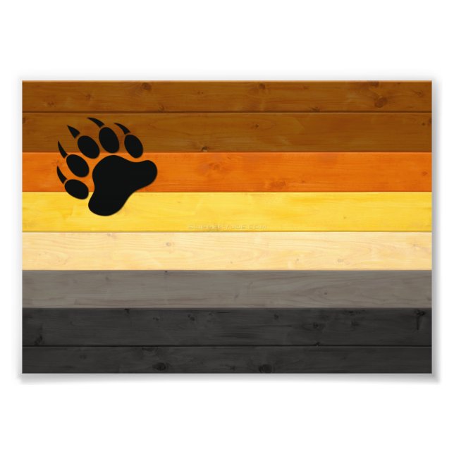 SlipperyJoe's Bärenpride-Fahne Holzbodenstruktur Fotodruck (Vorne)