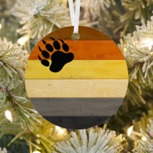 SlipperyJoe's Bärenpride-Fahne Holzbodenstruktur Ornament Aus Metall