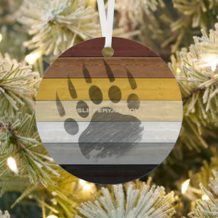 SlipperyJoe's Bärenpride-Fahne Holzbodenstruktur Ornament Aus Metall