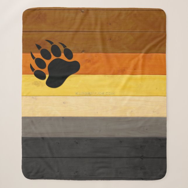 SlipperyJoe's Bärenpride-Fahne Holzbodenstruktur Sherpadecke (Vorderseite)