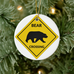 SlipperyJoe's Bärenübergangsschild Bär Silhouette Keramik Ornament