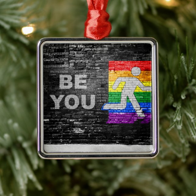 SlipperyJoe's Be You Black Backstein Wand Spazierf Ornament Aus Metall (Baum)