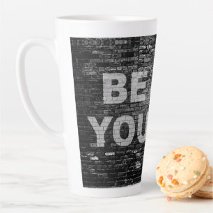 SlipperyJoe's Be You brick wall stick figure rainb Milchtasse
