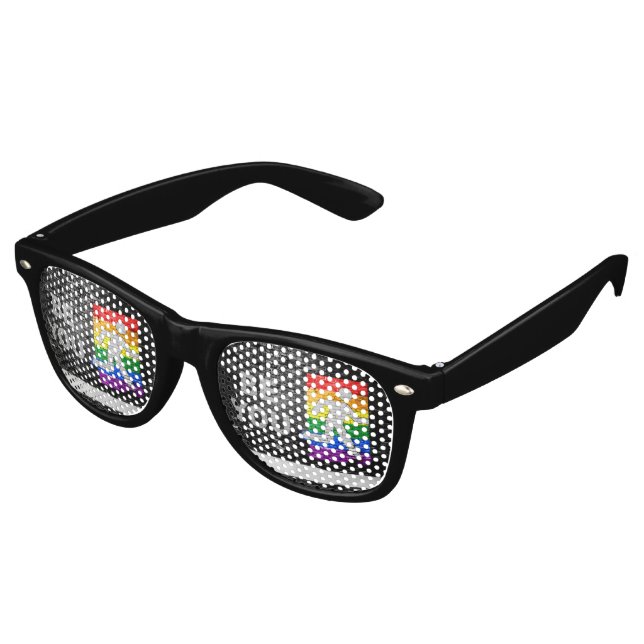 SlipperyJoe's Be You brick wall stick figure rainb Partybrille (Schrägansicht)