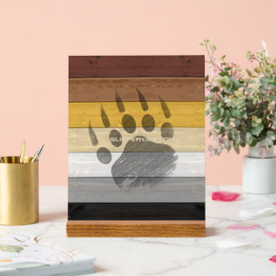 SlipperyJoe's Bear Pride Flag Holzboden Textur Acrylschild