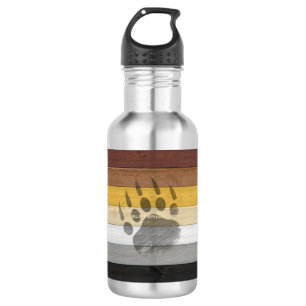 SlipperyJoe's Bear Pride Flag Holzboden Textur Edelstahlflasche