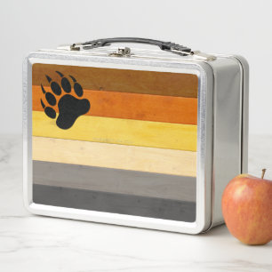 SlipperyJoe's Bear Pride Flag Holzboden Textur Metall Brotdose