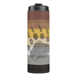 SlipperyJoe's Bear Pride Flag Holzboden Textur Thermosbecher