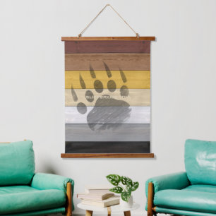 SlipperyJoe's Bear Pride Flag Holzboden Textur Wandteppich Mit Holzrahmen