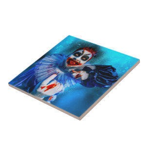SlipperyJoe's bedrohlicher Clown Happy Halloween R Fliese