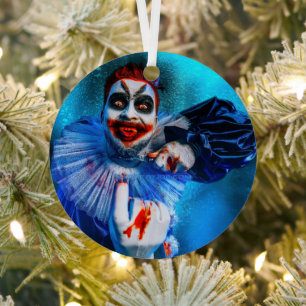 SlipperyJoe's bedrohlicher Clown Happy Halloween R Ornament Aus Metall