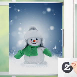 SlipperyJoe's bezaubernder Weihnachts-Schneemann-C Fensteraufkleber