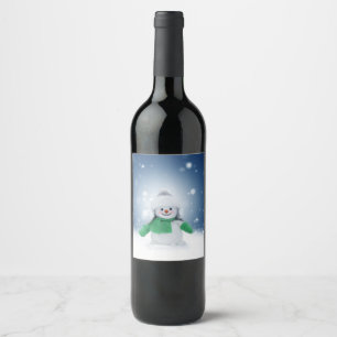 SlipperyJoe's bezaubernder Weihnachts-Schneemann-C Weinetikett