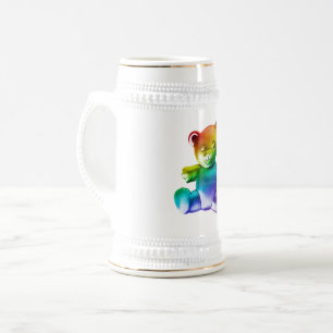 SlipperyJoe's brushed Metal Teddy Bär Regenbogensc Bierglas
