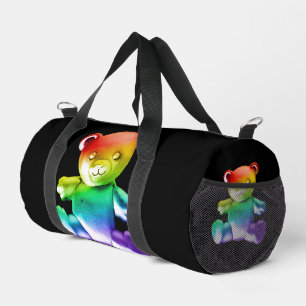 SlipperyJoe's brushed Metal Teddy Bär Regenbogensc Duffle Bag
