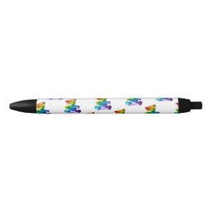 SlipperyJoe's brushed Metal Teddy Bär Regenbogensc Kugelschreiber