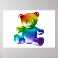 SlipperyJoe's brushed Metal Teddy Bär Regenbogensc