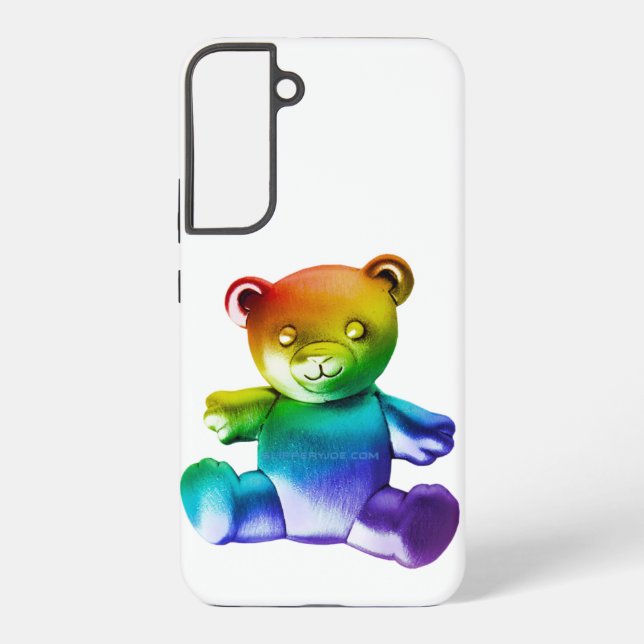SlipperyJoe's brushed Metal Teddy Bär Regenbogensc Samsung Galaxy Hülle (Rückseite)
