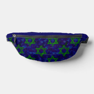 SlipperyJoe's Chanukka grüne Reihen Davidssterne c Bauchtasche