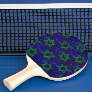 SlipperyJoe's Chanukka grüne Reihen Davidssterne c Tischtennis Schläger