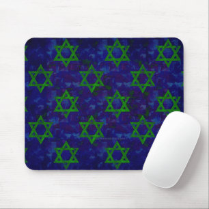 SlipperyJoe's Chanukka grüne Reihen Davidsterne c Mousepad