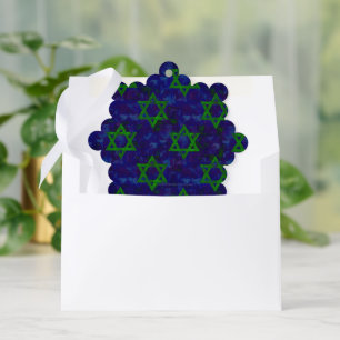 SlipperyJoe's Chanukka grüne Reihen Davidsterne c Ornament Karte