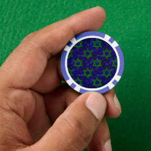 SlipperyJoe's Chanukka grüne Reihen Davidsterne c Pokerchips