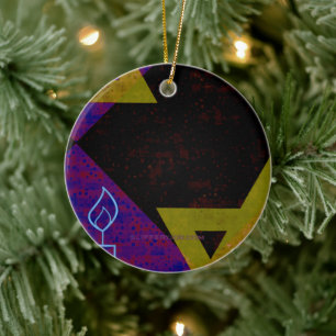 SlipperyJoe's Chanukka-themed Bild golden gelb  Keramik Ornament
