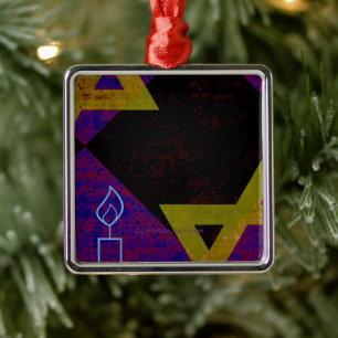SlipperyJoe's Chanukka-themed Bild golden gelb  Ornament Aus Metall