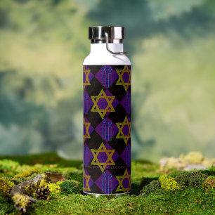 SlipperyJoe's Chanukka-Themenbild golden gelb Trinkflasche