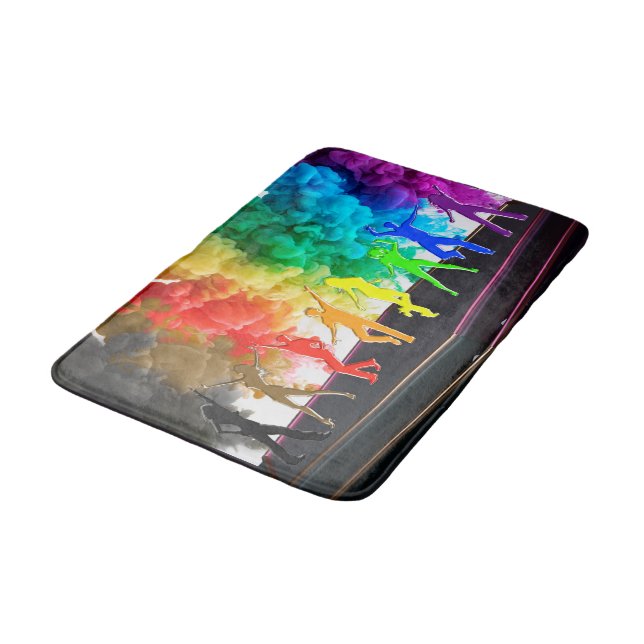 SlipperyJoe's Dancing Pride Shadows Gay-Geschenke  Badematte (Schrägansicht)