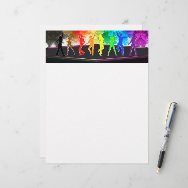 SlipperyJoe's Dancing Pride Shadows Gay-Geschenke  Briefbogen (Vorderseite/Rückseite Beispiel)