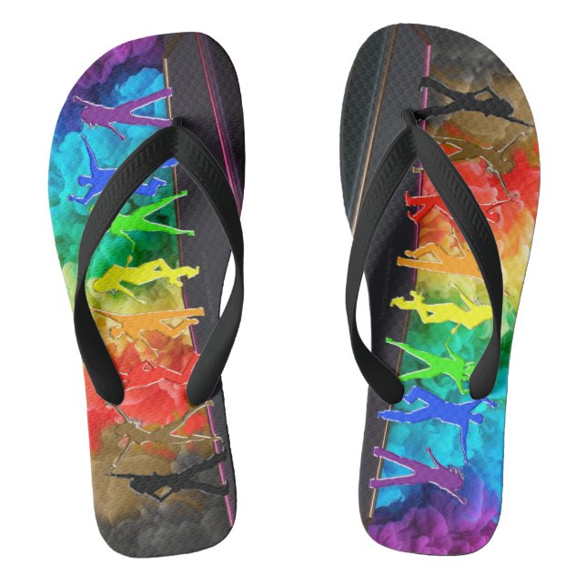 SlipperyJoe's Dancing Pride Shadows Gay-Geschenke  Flip Flops (Fußbett)