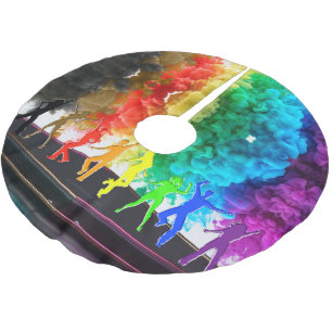 SlipperyJoe's Dancing Pride Shadows Gay-Geschenke Polyester Weihnachtsbaumdecke