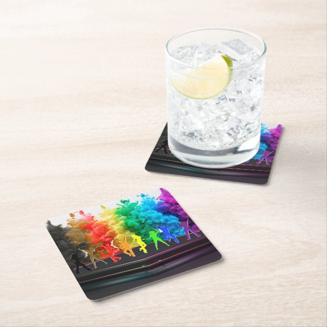 SlipperyJoe's Dancing Pride Shadows Gay-Geschenke  Rechteckiger Pappuntersetzer (Vor Ort)