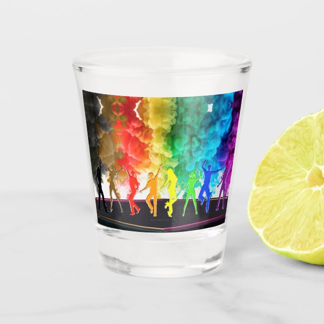 SlipperyJoe's Dancing Pride Shadows Gay-Geschenke  Schnapsglas (Vorderseite)