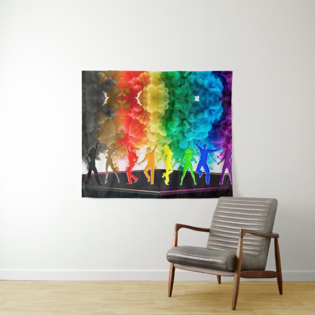 SlipperyJoe's Dancing Pride Shadows Gay-Geschenke  Wandteppich (Beispiel (Horizontal))