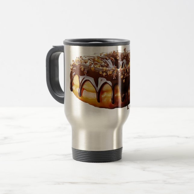 SlipperyJoe's dekadenter Donut, bedeckt mit dicker Reisebecher (Vorderseite Links)