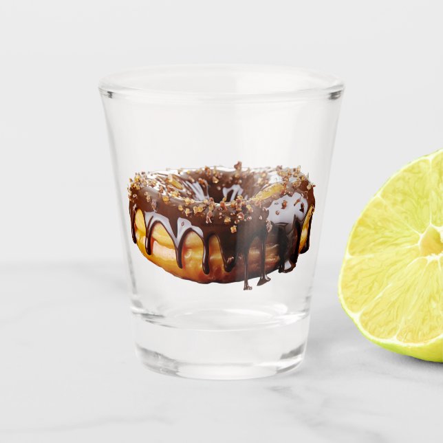 SlipperyJoe's dekadenter Donut, bedeckt mit dicker Schnapsglas (Vorderseite)