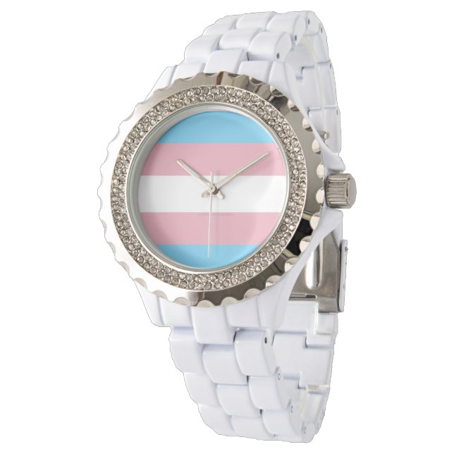 SlipperyJoe's Diversity-Markierung für Transgender Armbanduhr (Schrägansicht)