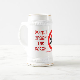 SlipperyJoe's Don't Spoon Bacon rote Warnung Mann Bierglas
