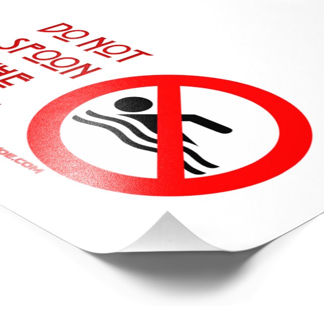 SlipperyJoe's Don't Spoon Bacon rote Warnung Mann Fotodruck (Ecke)