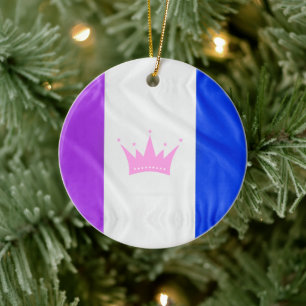 SlipperyJoe's Drag-Culture-Stolzflagge lila Geist Keramik Ornament