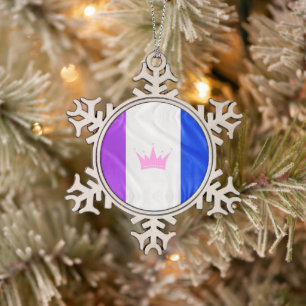 SlipperyJoe's Drag-Culture-Stolzflagge lila Geist Schneeflocken Zinn-Ornament